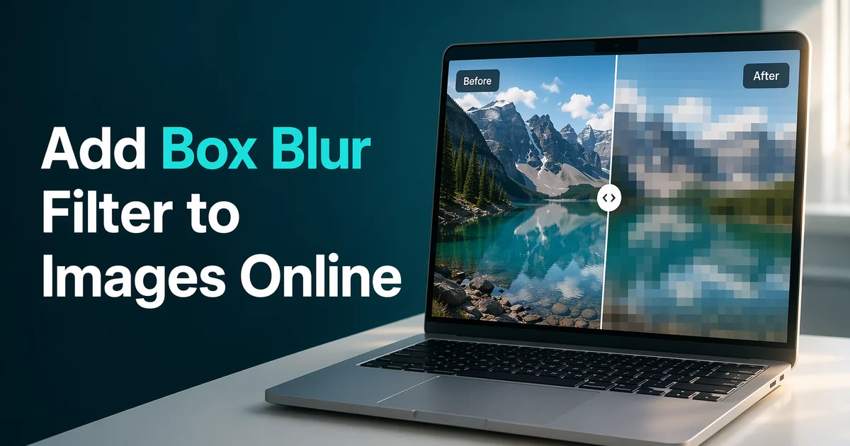 Illustration depicting how to add a box blur to images online using BlurMe app