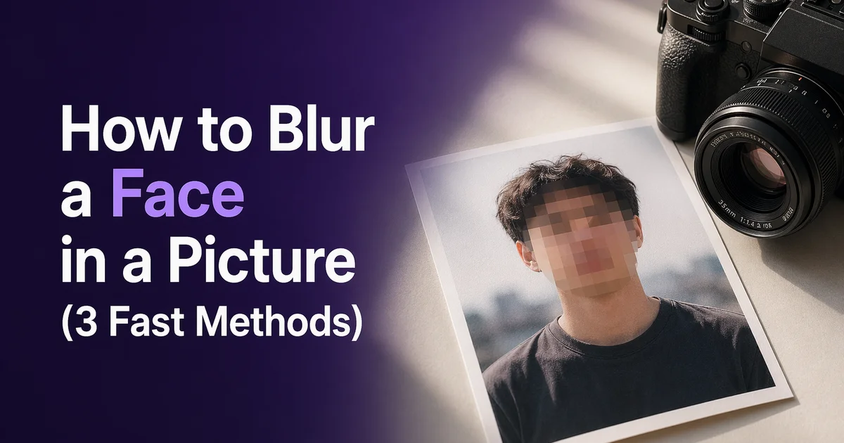 Illustration of how to blur faces in a picture using BlurMe web-based blur tool.