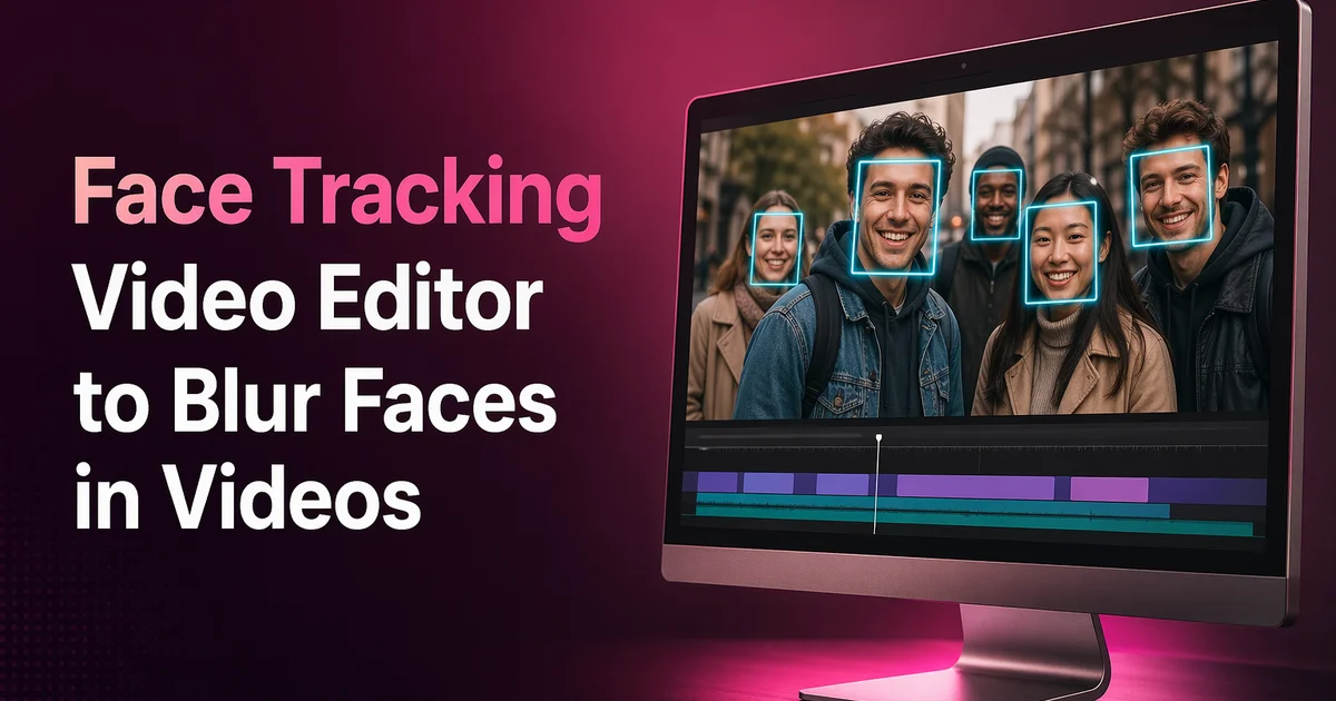 Illustration showing how to blur faces in video using BlurMe face tracking video editor