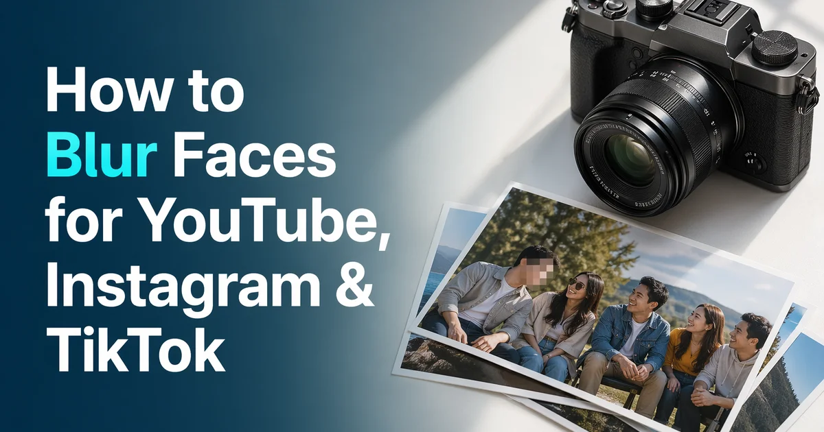 Blurred faces in a photo and video using an AI face blur tool for social media privacy