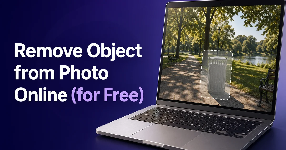 Illustration depicting how to easily remove object from photo online for free using AI remover apps
